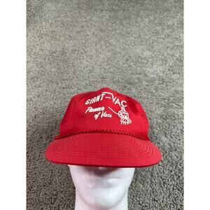 VINTAGE Giant Vac Hat Mens OSFA Red White Pioneers of Vac Rope Snapback I